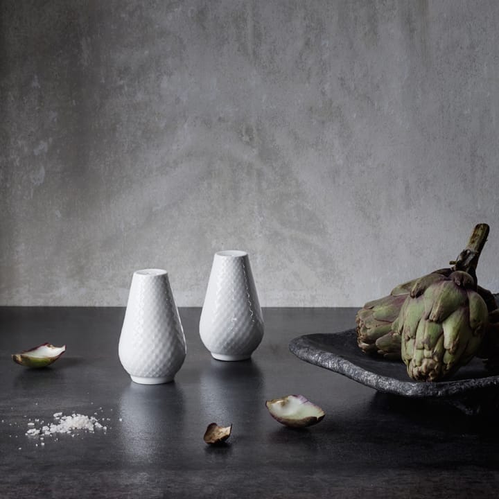Salero y pimentero Rhombe, blanco Lyngby Porcelæn