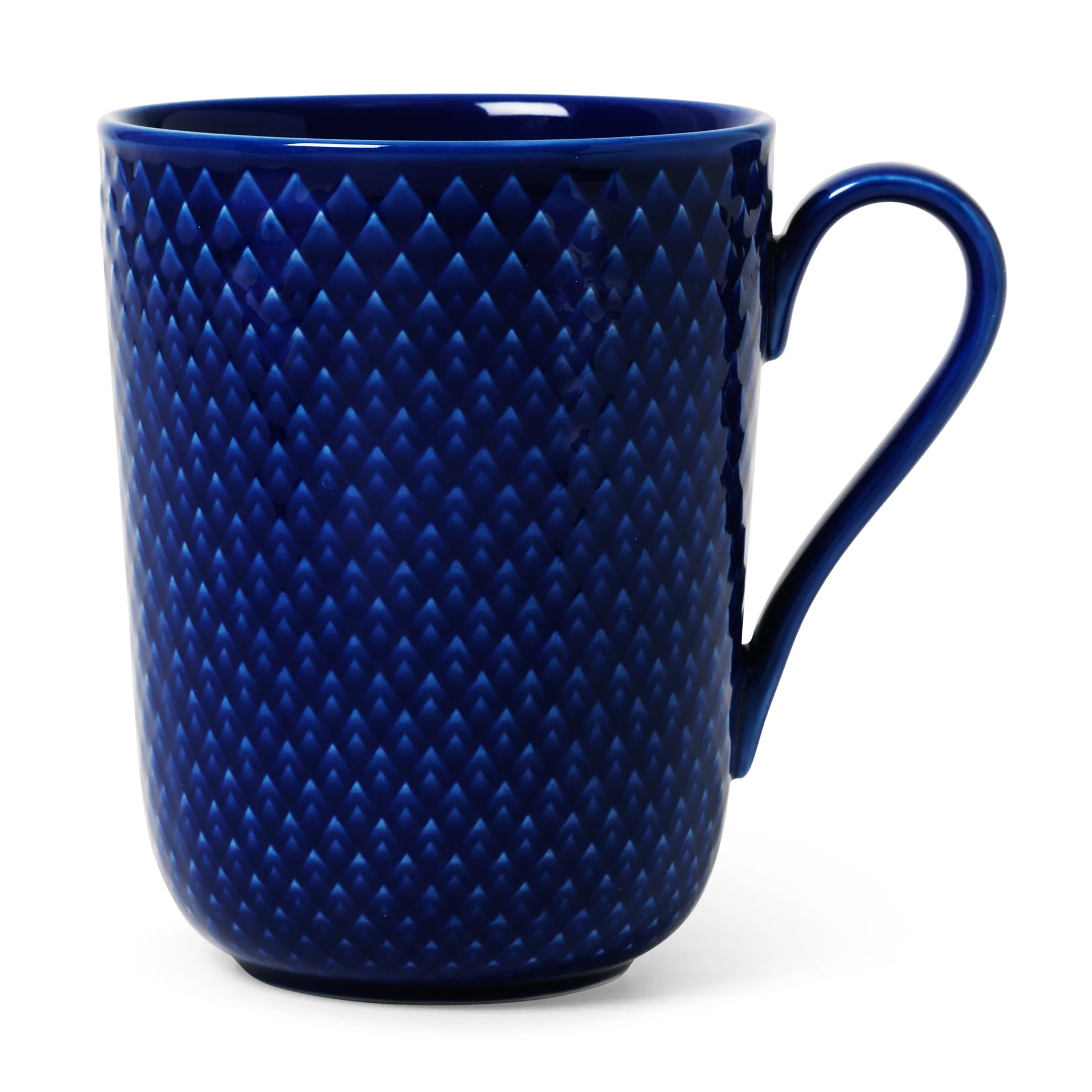 Taza con asa Rhombe 33 cl, azul oscuro Lyngby Porcelæn