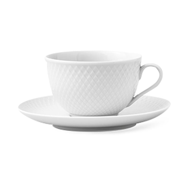 Taza de té y platillo Rhombe 24 cl - Blanco - Lyngby Porcelæn