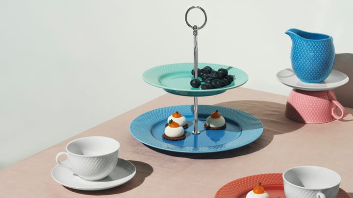Taza de té y platillo Rhombe 24 cl, Blanco Lyngby Porcelæn