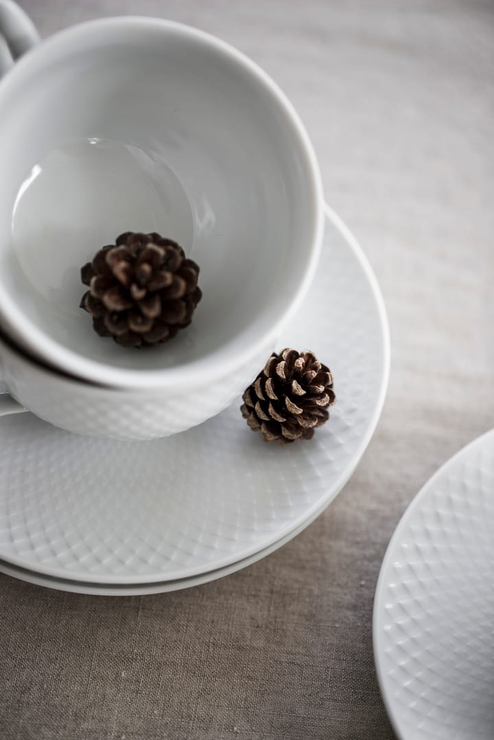 Taza de té y platillo Rhombe 24 cl, Blanco Lyngby Porcelæn