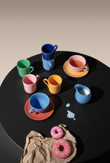 Taza de té y platillo Rhombe - azul-terracota - Lyngby Porcelæn