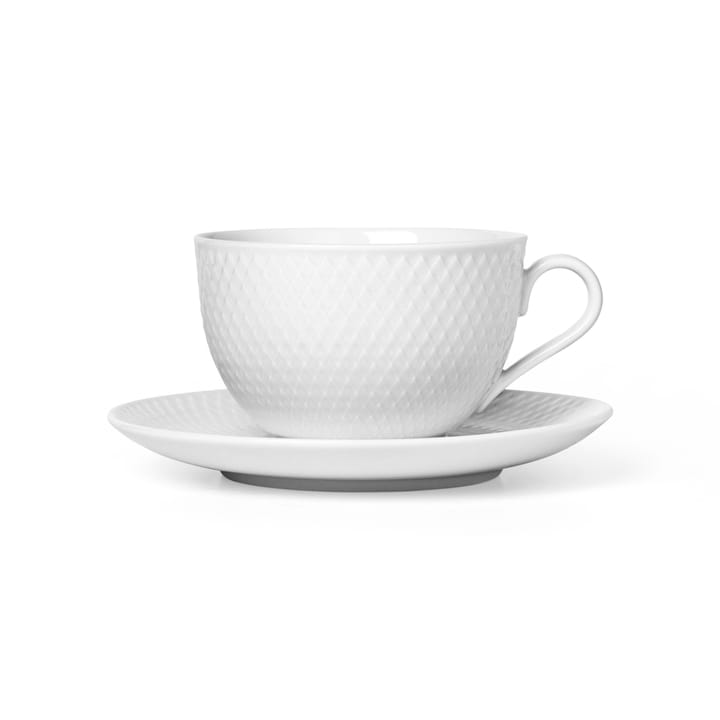 Taza de té y platillo Rhombe - blanco - Lyngby Porcelæn