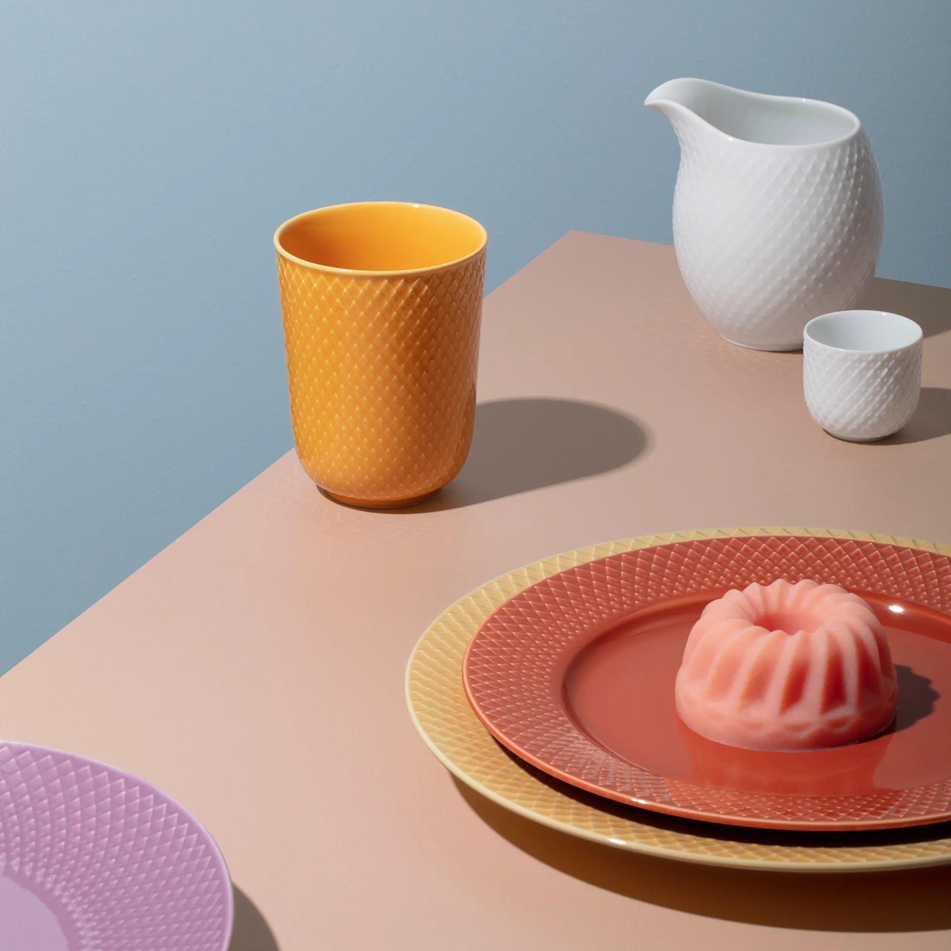 Taza sin asa Rhombe 33 cl, amarillo Lyngby Porcelæn