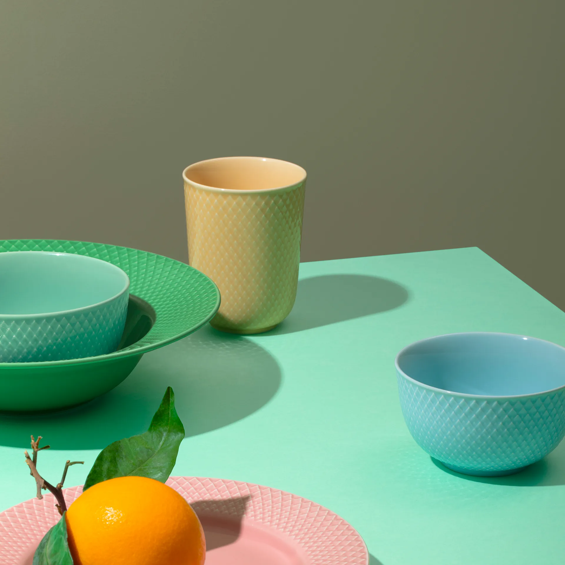 Taza sin asa Rhombe 33 cl, arena Lyngby Porcelæn