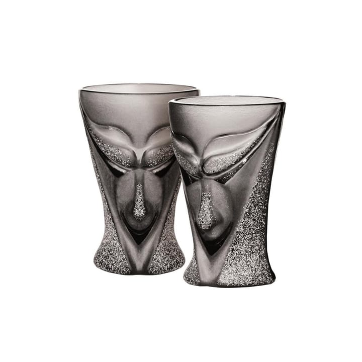 2 Vasos de chupito Rackarn - negro, set de 2 - Målerås Glasbruk