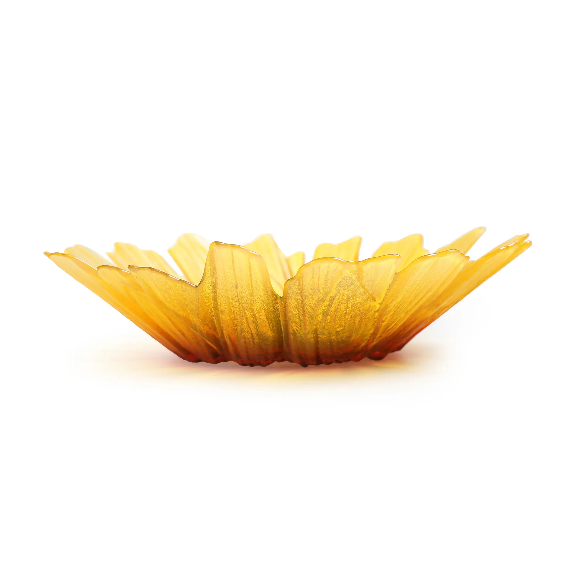 Bol de vidrio Solros amarillo, grande Ø34 cm Målerås Glasbruk