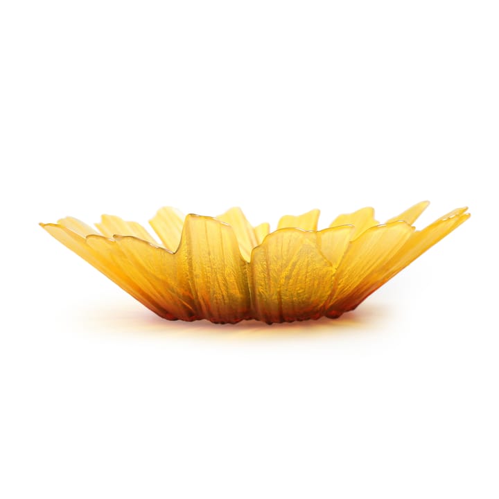 Bol de vidrio Solros amarillo, grande Ø34 cm Målerås Glasbruk