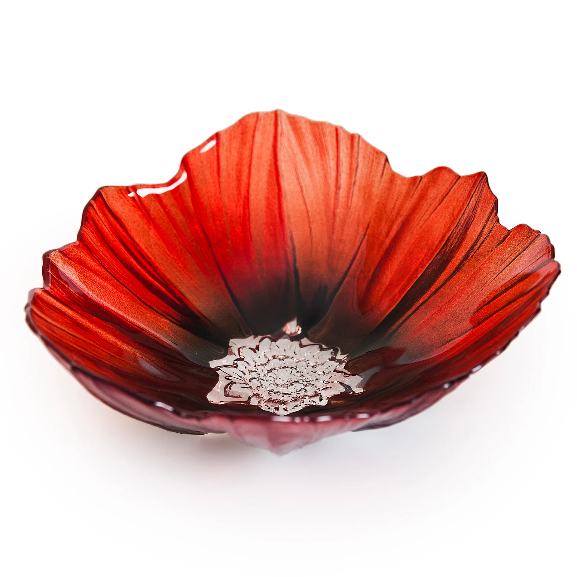 Bol Poppy grande, rojo-negro Målerås Glasbruk