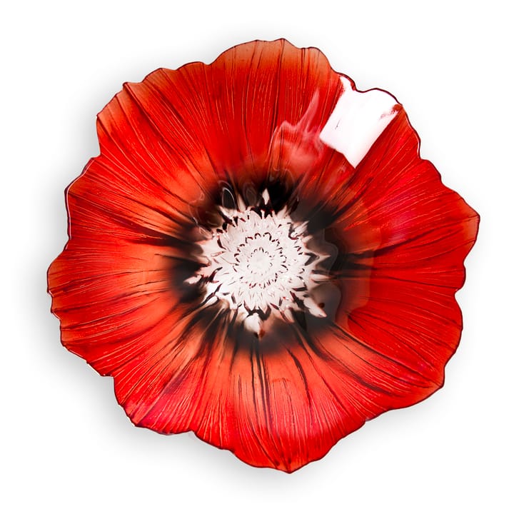 Bol Poppy mediano, rojo-negro Målerås Glasbruk
