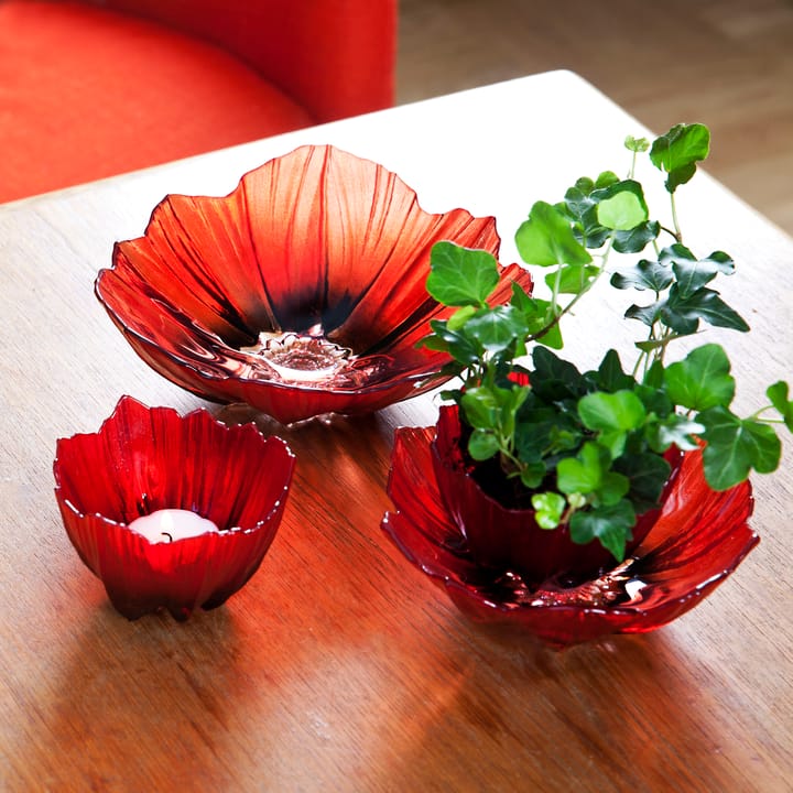 Bol Poppy mediano - rojo-negro - Målerås Glasbruk