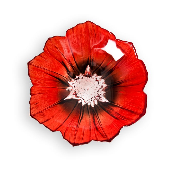 Bol Poppy pequeño, rojo-negro Målerås Glasbruk