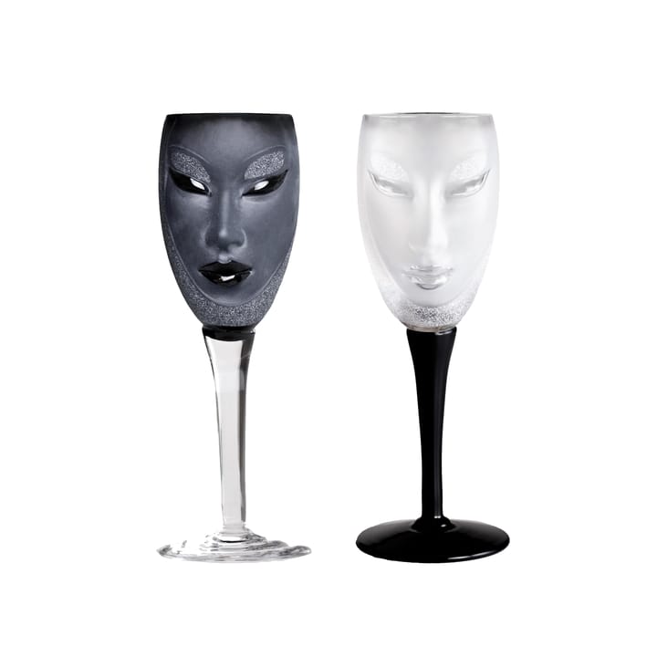 Copa de vino Electra, negro Målerås Glasbruk