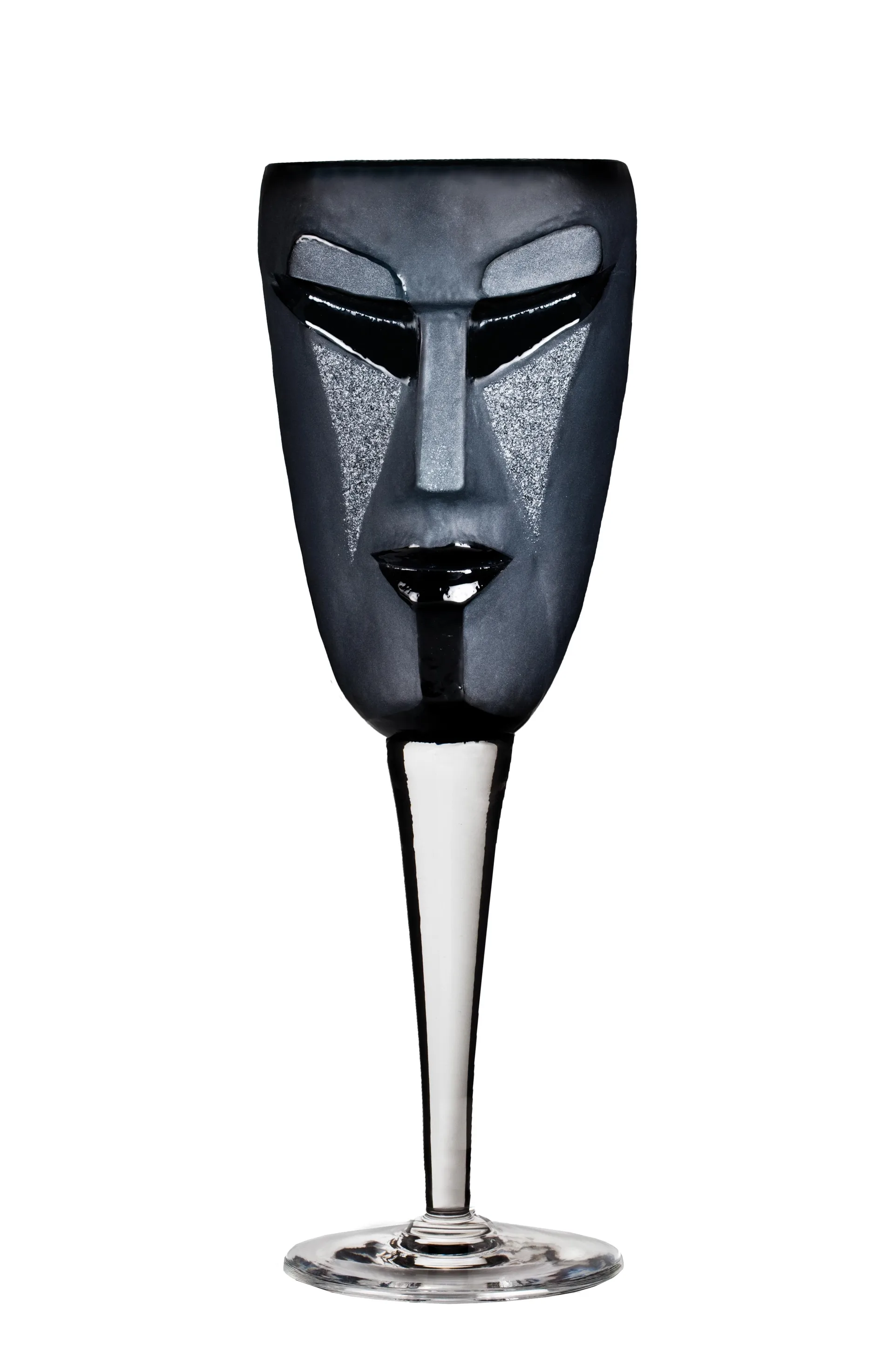 Copa de vino Kubik, negro Målerås Glasbruk