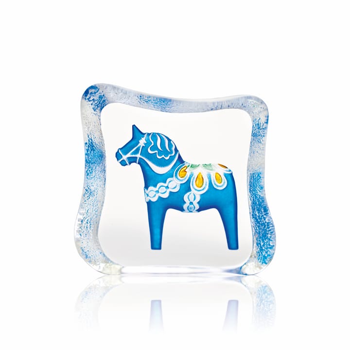 Escultura de cristal caballo Dalarna azul - pequeña - Målerås Glasbruk