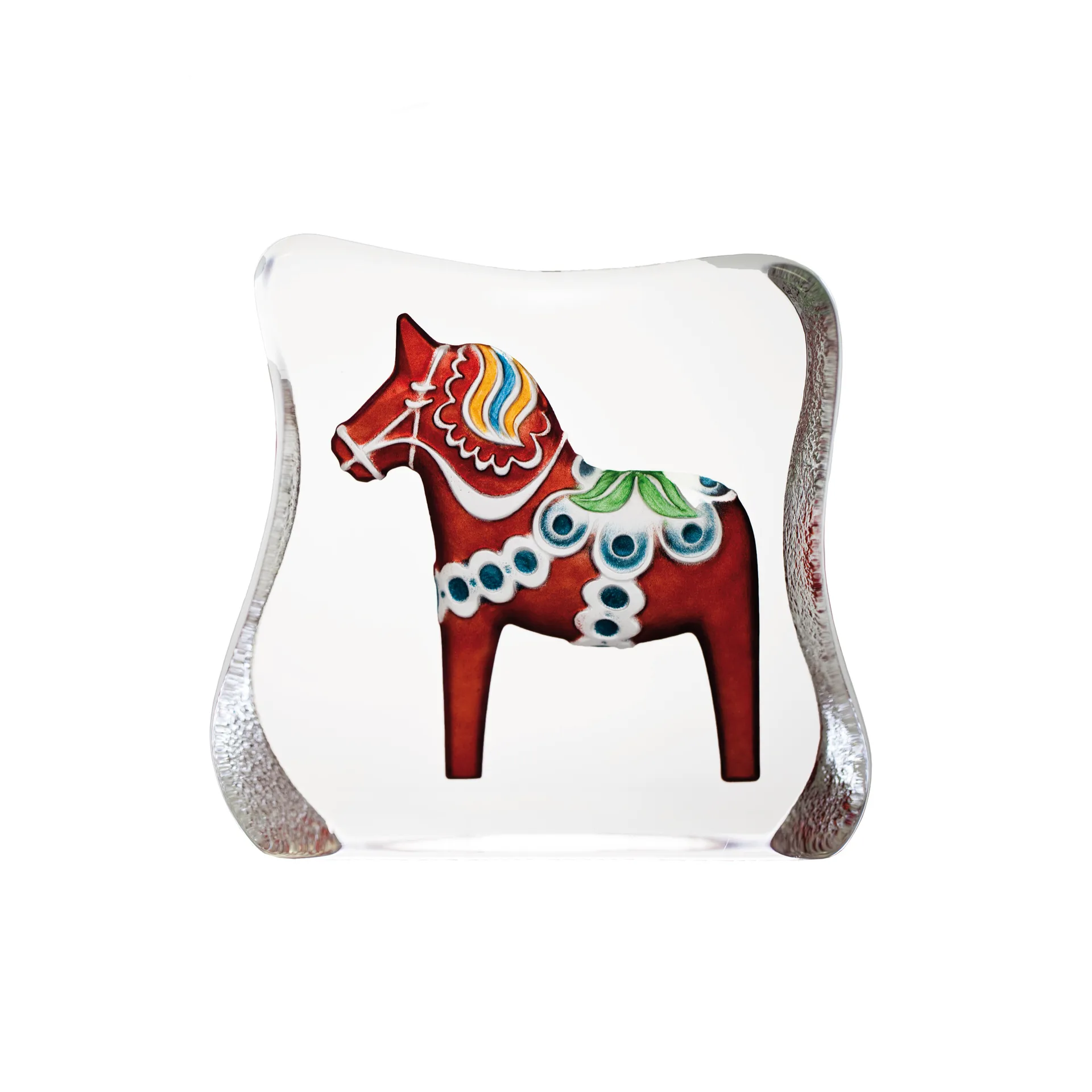 Escultura de cristal Caballo Dalarna, grande rojo Målerås Glasbruk