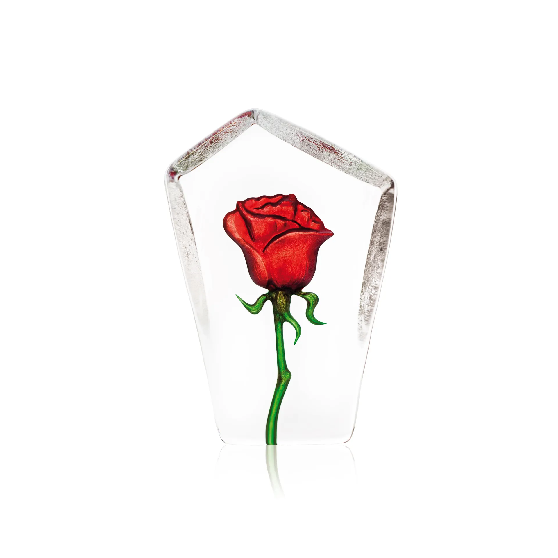 Escultura de cristal Floral Fantasy rosa, rojo Målerås Glasbruk