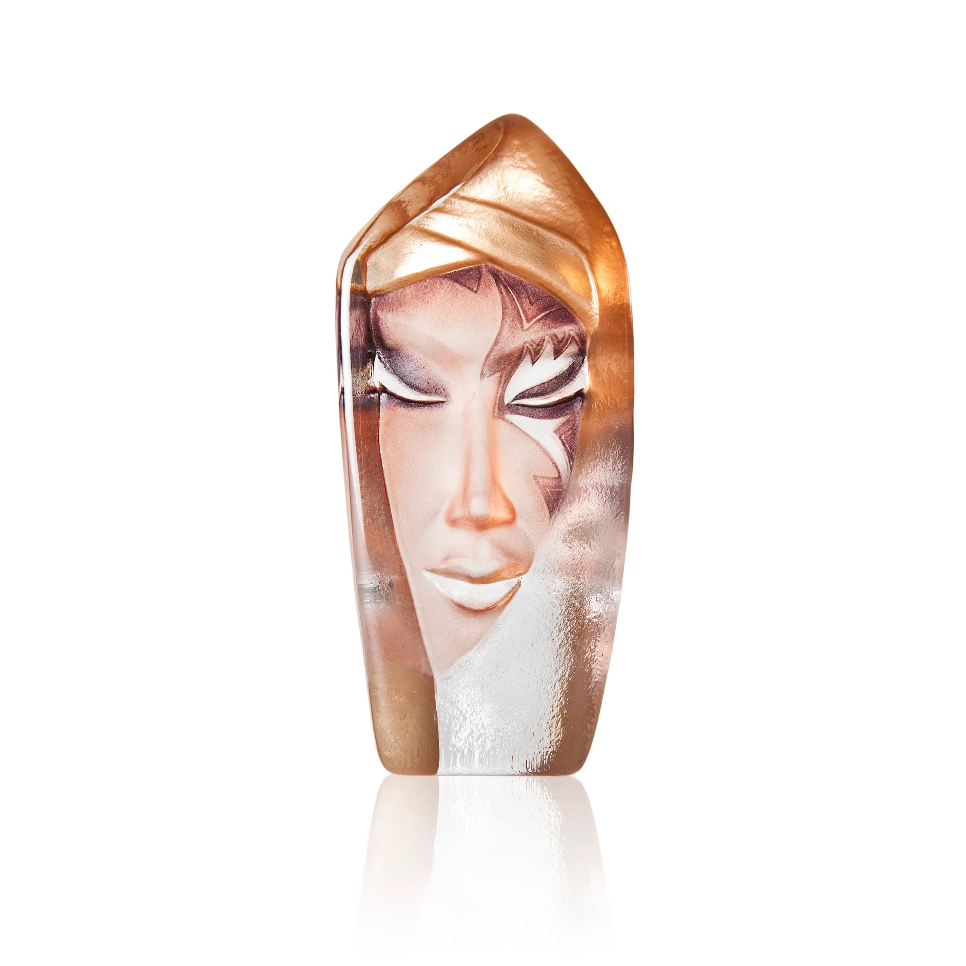 Escultura de cristal Masq Batzeba, Dorado Målerås Glasbruk