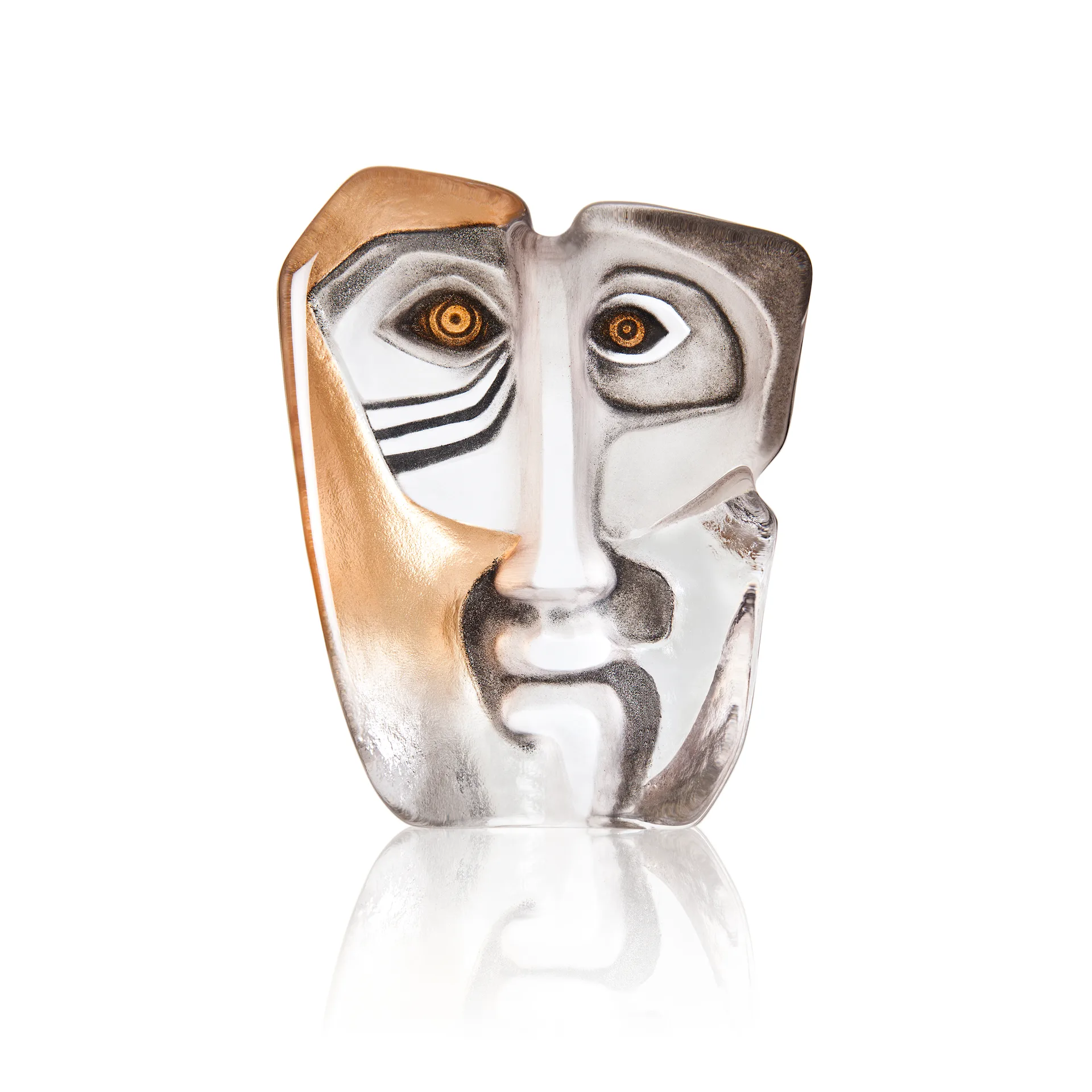 Escultura de cristal Masq Domino, Dorado Målerås Glasbruk