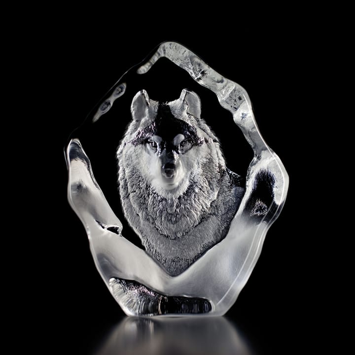 Escultura de cristal Wildlife - lobo - Målerås Glasbruk