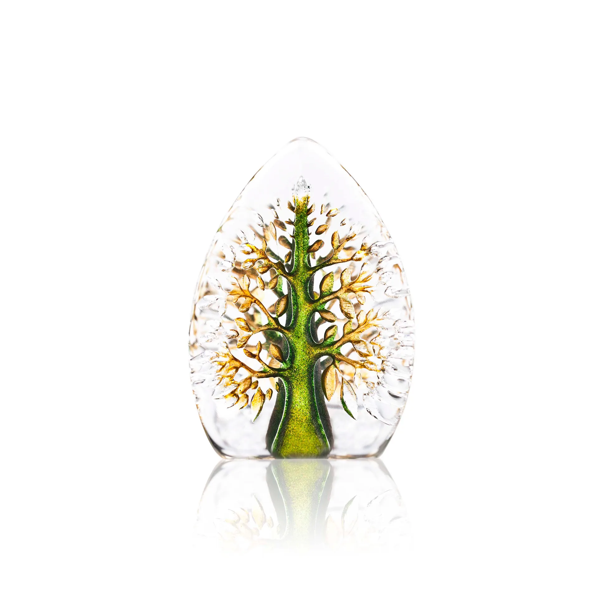 Escultura de cristal Yggdrasil verde-amarillo, Mini Målerås Glasbruk