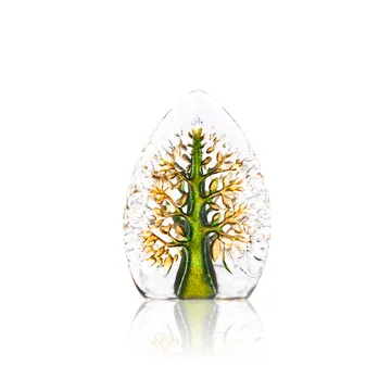 Escultura de cristal Yggdrasil verde-amarillo - Mini - Målerås Glasbruk