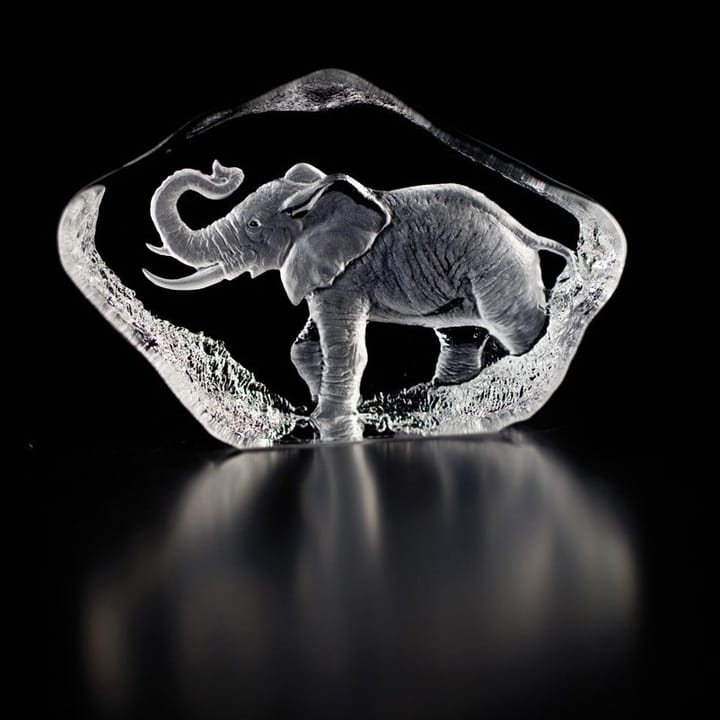Escultura Wildlife Elefante, vidrio Målerås Glasbruk