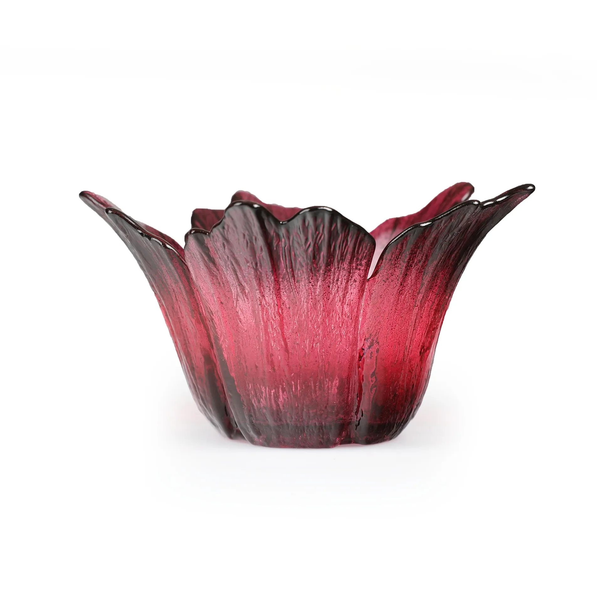 Portavelas Fleur Ø14 cm, rosa rojizo Målerås Glasbruk