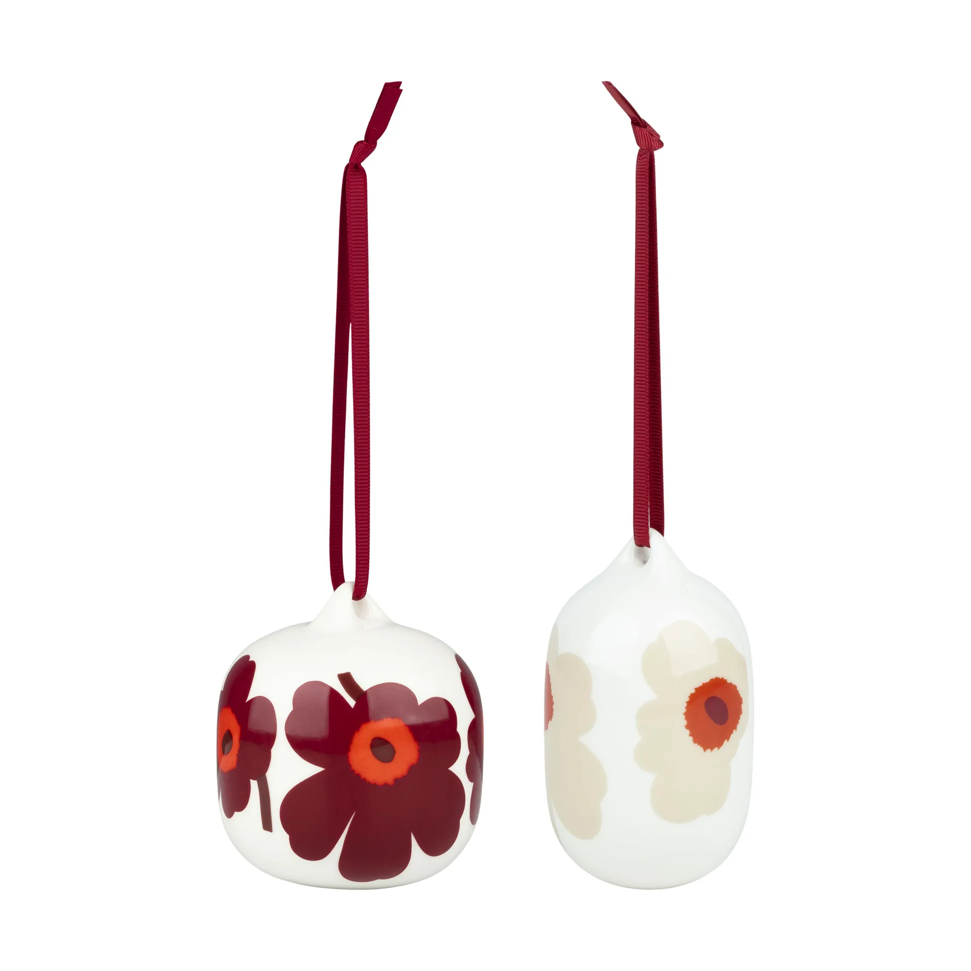 2 Bolas de Navidad Unikko 2025, White-red-beige Marimekko