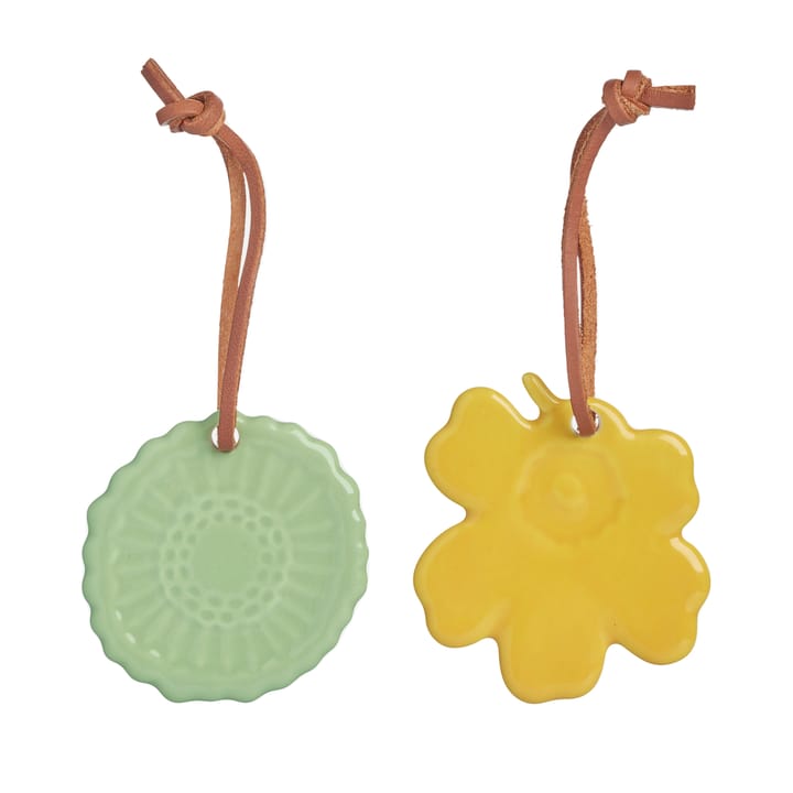 2 Colgantes de Pascua Unikko Siirtolapuutarha, Amarillo-menta Marimekko