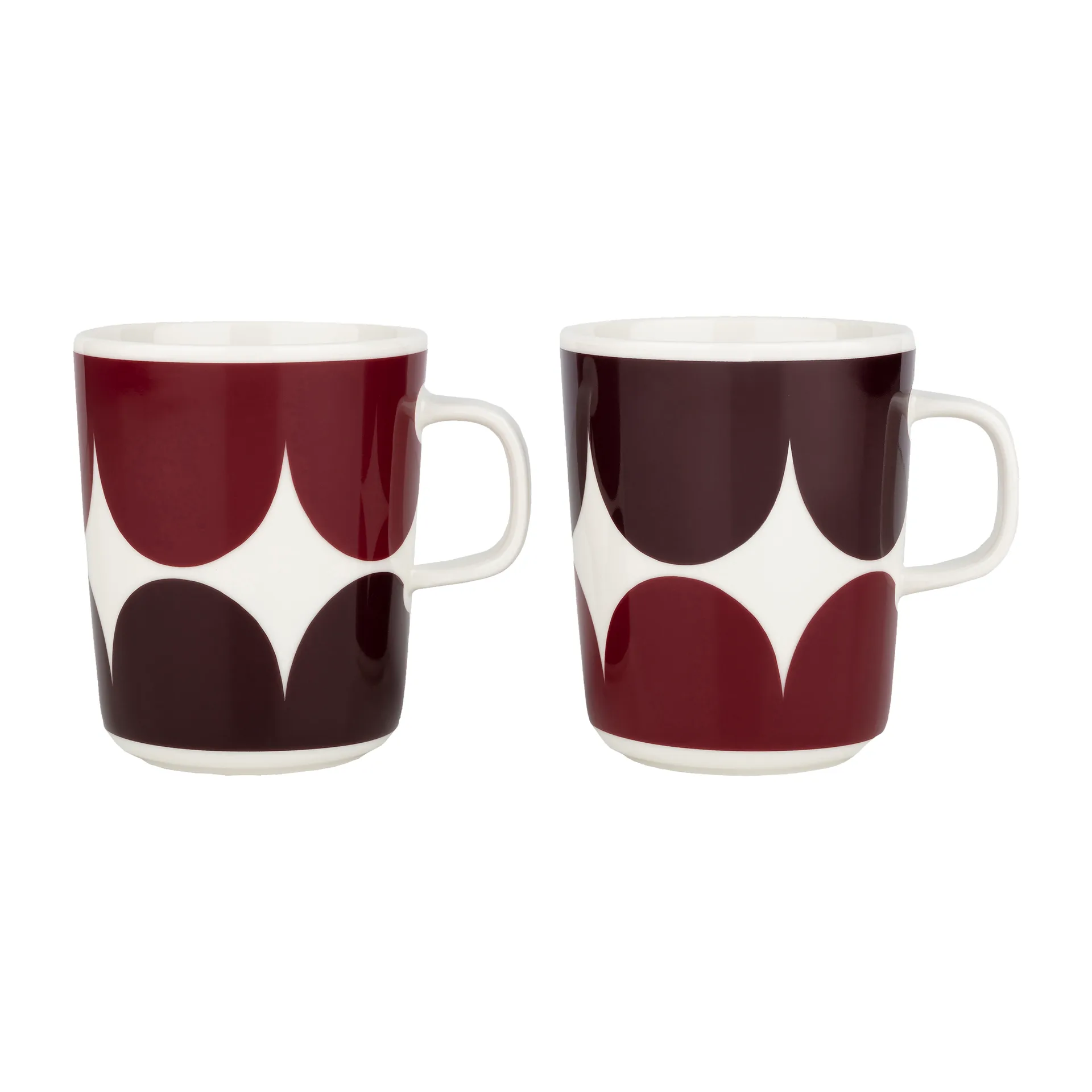 2 Mugs Härkä 25 cl, white-dark wine-dark red Marimekko