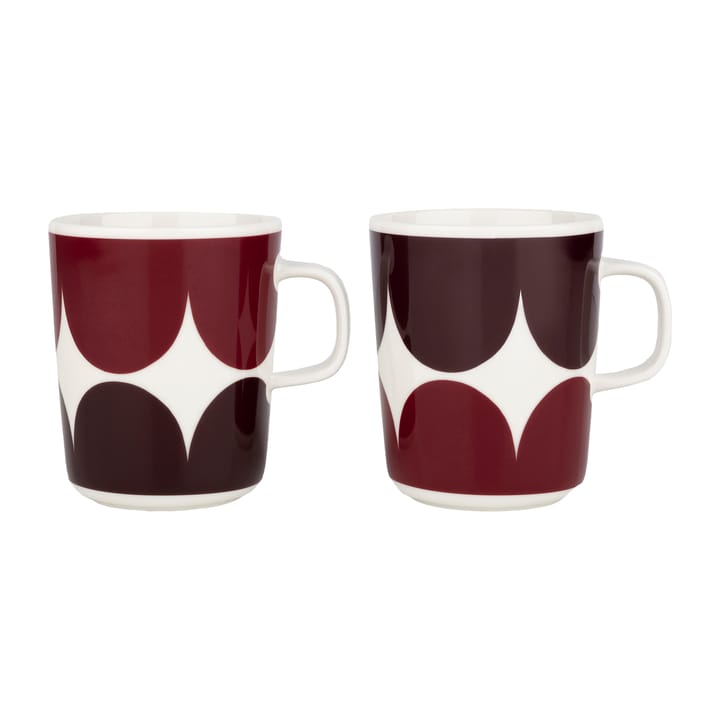 2 Mugs Härkä 25 cl - white-dark wine-dark red - Marimekko