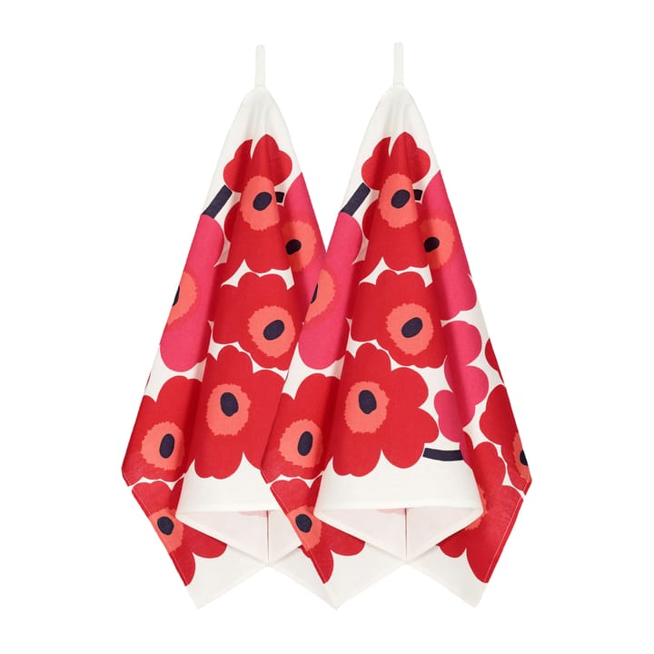 2 Paños de cocina Unikko - Blanco-rojo - Marimekko