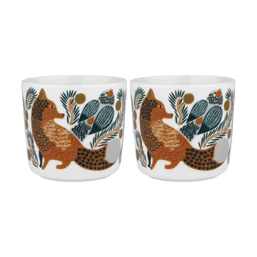 2 Tazas de café sin asa Oiva Ketunmarja 20 cl - White-brown-dark green - Marimekko