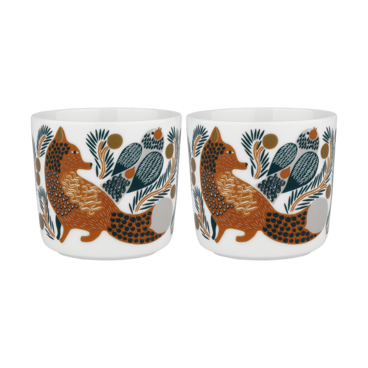 2 Tazas de café sin asa Oiva Ketunmarja 20 cl - White-brown-dark green - Marimekko