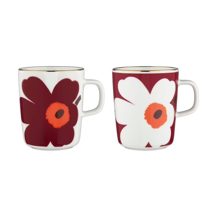 2 Tazas Juhla Unikko 25 cl - White-burgundy-gold - Marimekko