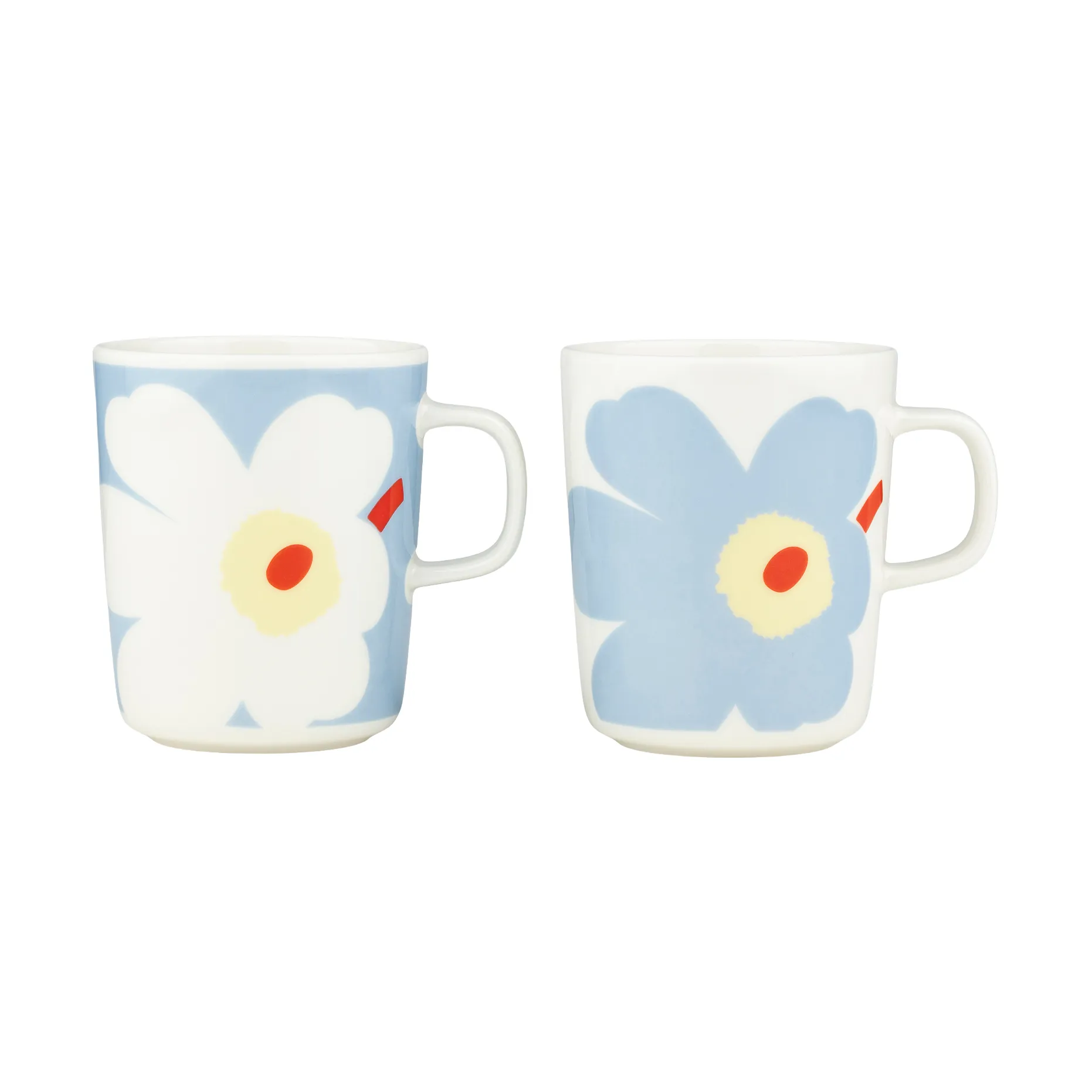 2 Tazas Juhla Unikko 25 cl, White-light blue-sand-orange red Marimekko