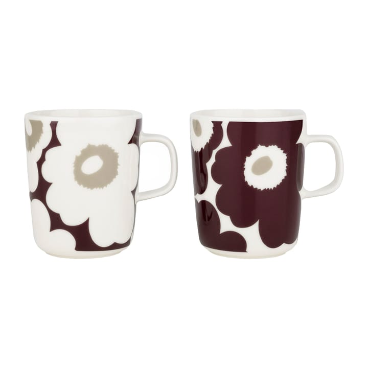 2 Tazas Unikko 2,5 dl - Clay-dark wine-white - Marimekko