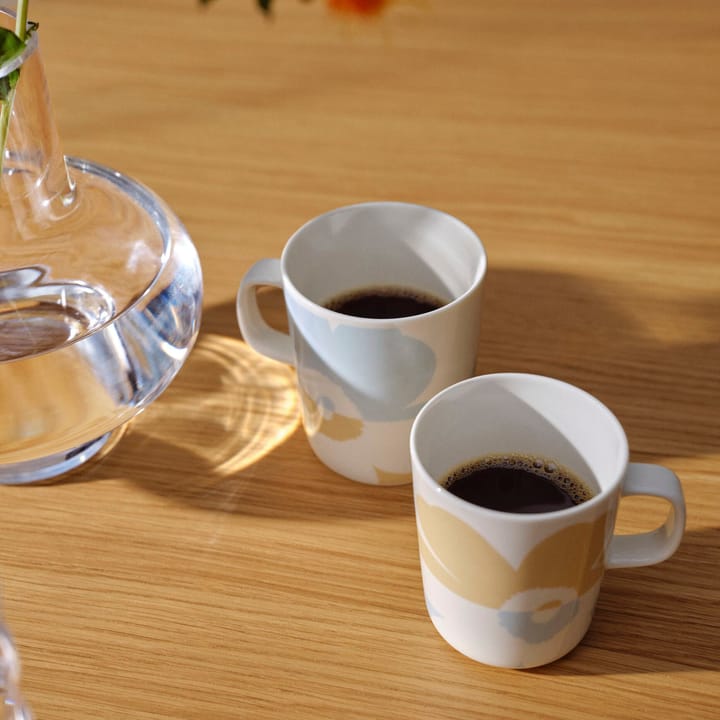 2 Tazas Unikko 2,5 dl, White-beige-aqua Marimekko