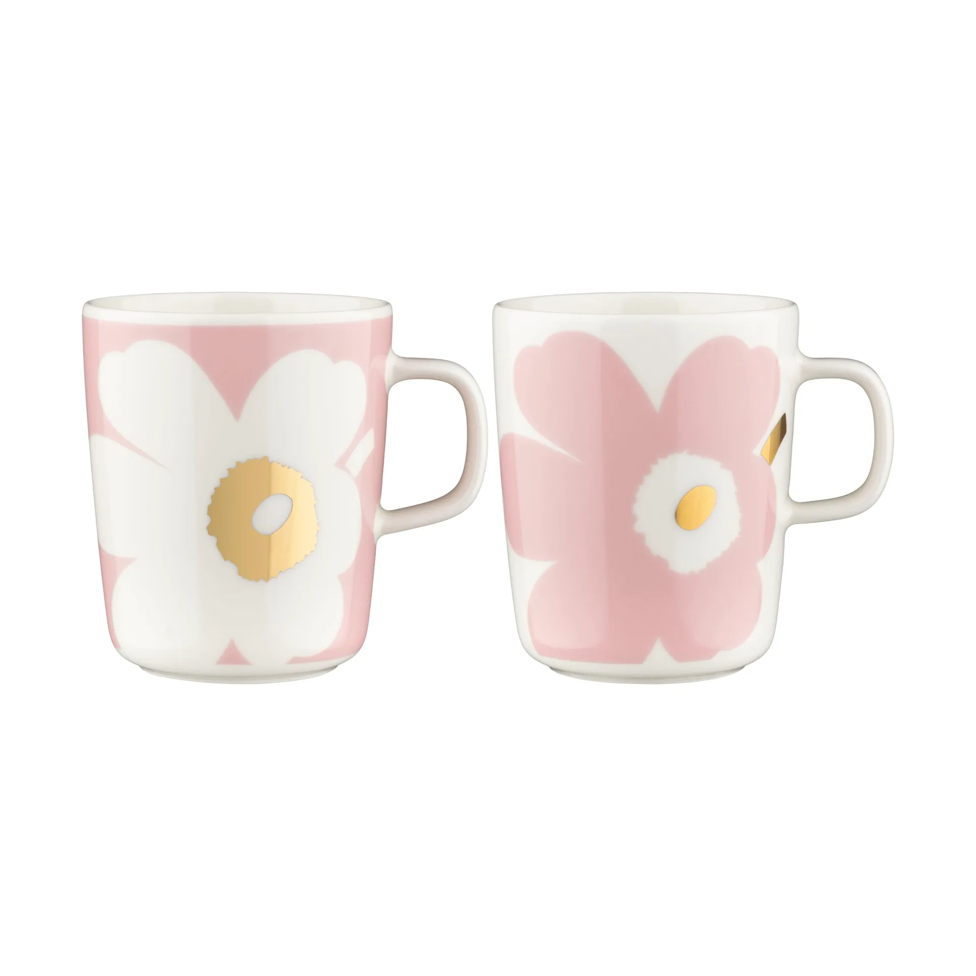 2 Tazas Unikko 2,5 dl, White-Light pink-gold Marimekko