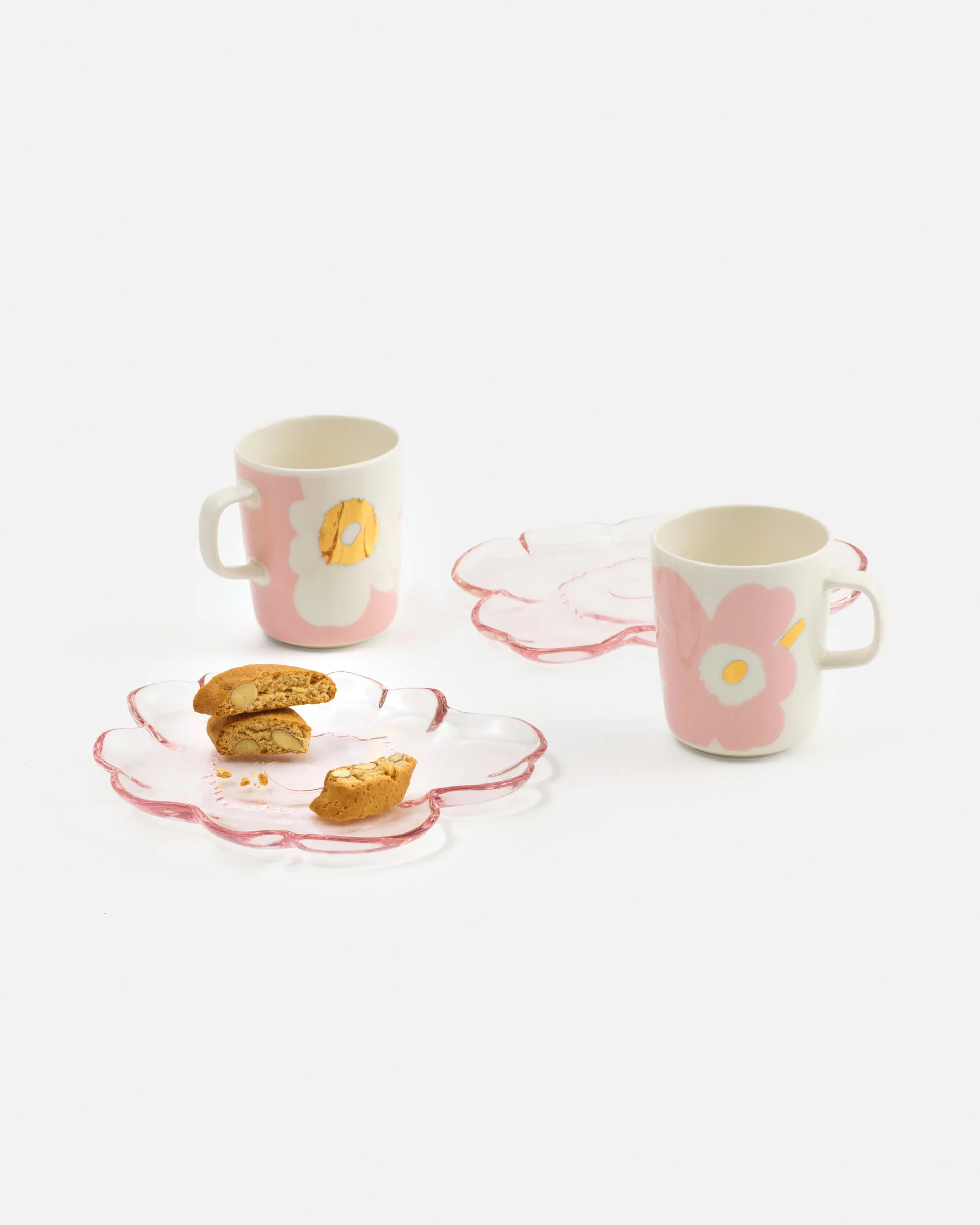2 Tazas Unikko 2,5 dl, White-Light pink-gold Marimekko