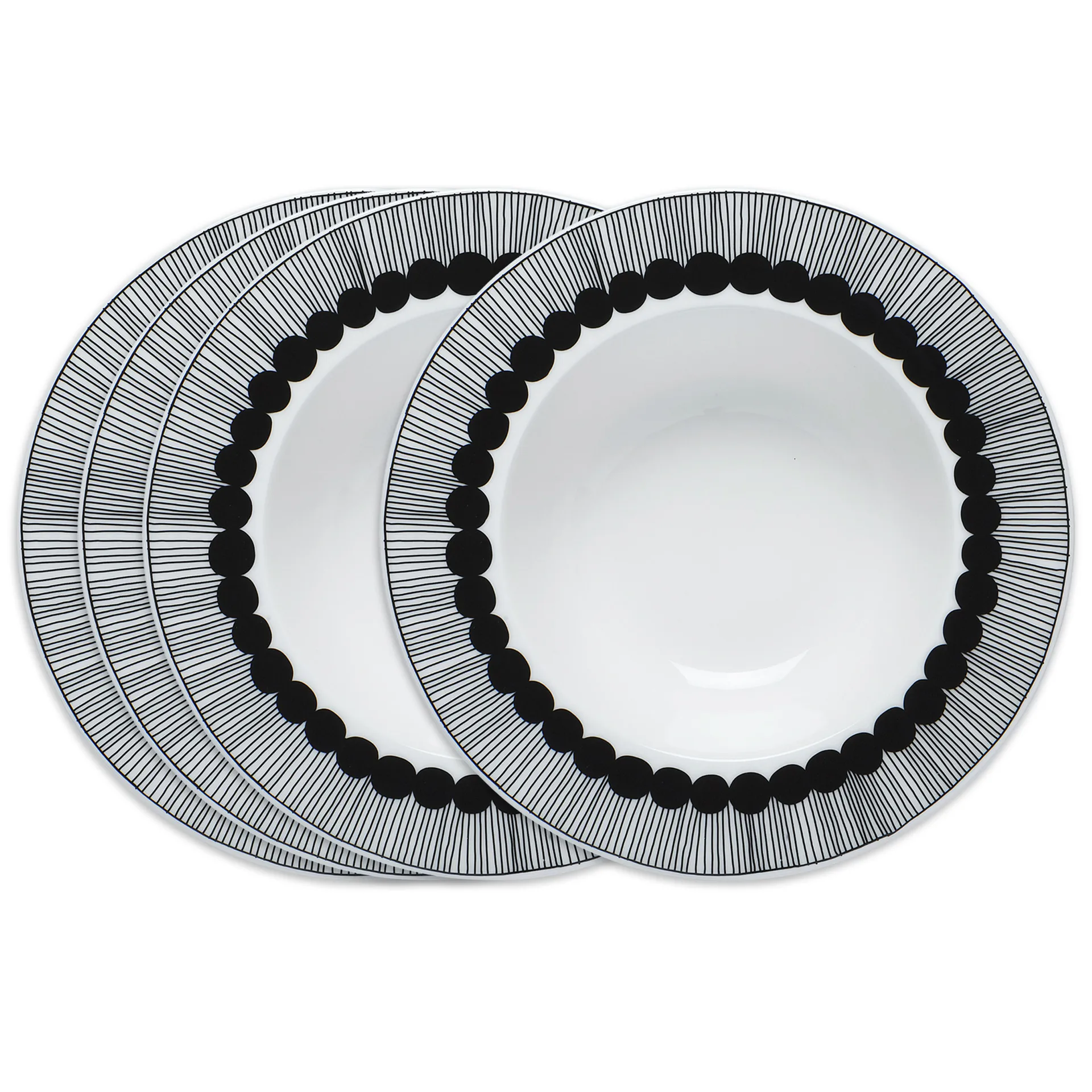 4 Platos hondos Siirtolapuutarha Ø20 cm negro Marimekko