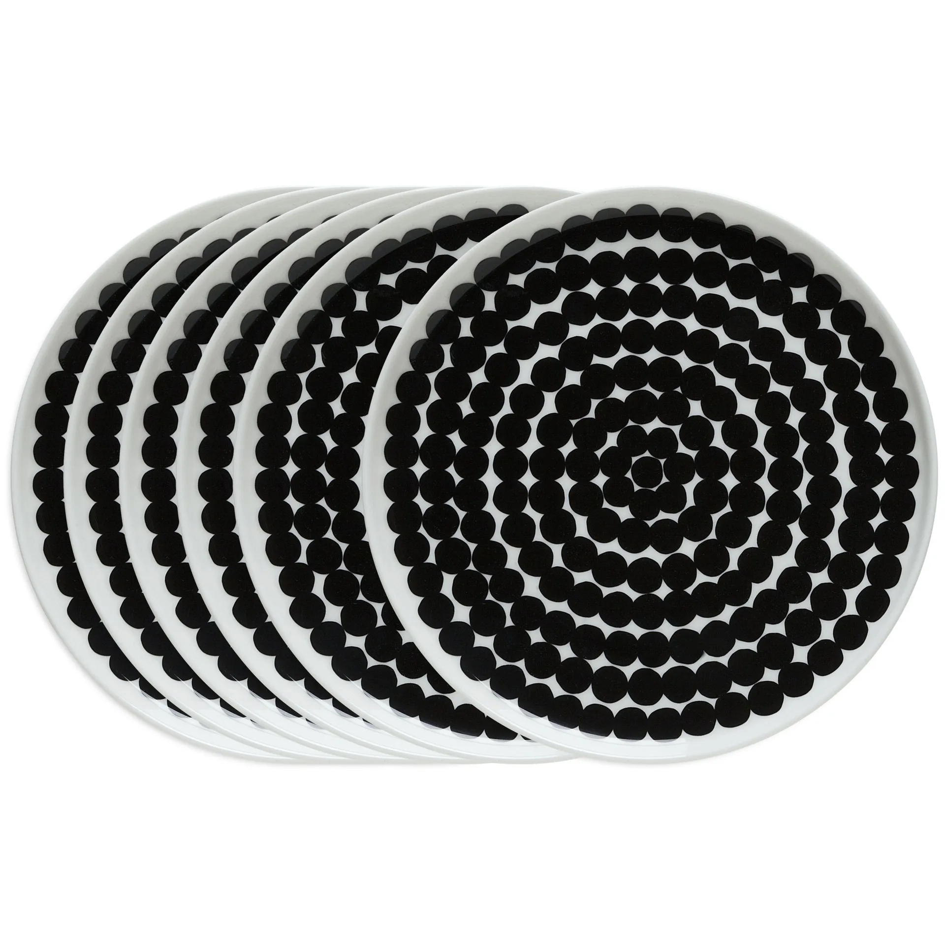6 Platos Räsymateo Ø20 cm negro-blanco,  Marimekko