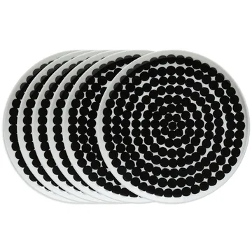 6 Platos Räsymateo Ø20 cm negro-blanco - Marimekko