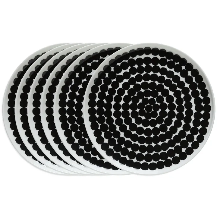6 Platos Räsymateo Ø20 cm negro-blanco - Marimekko