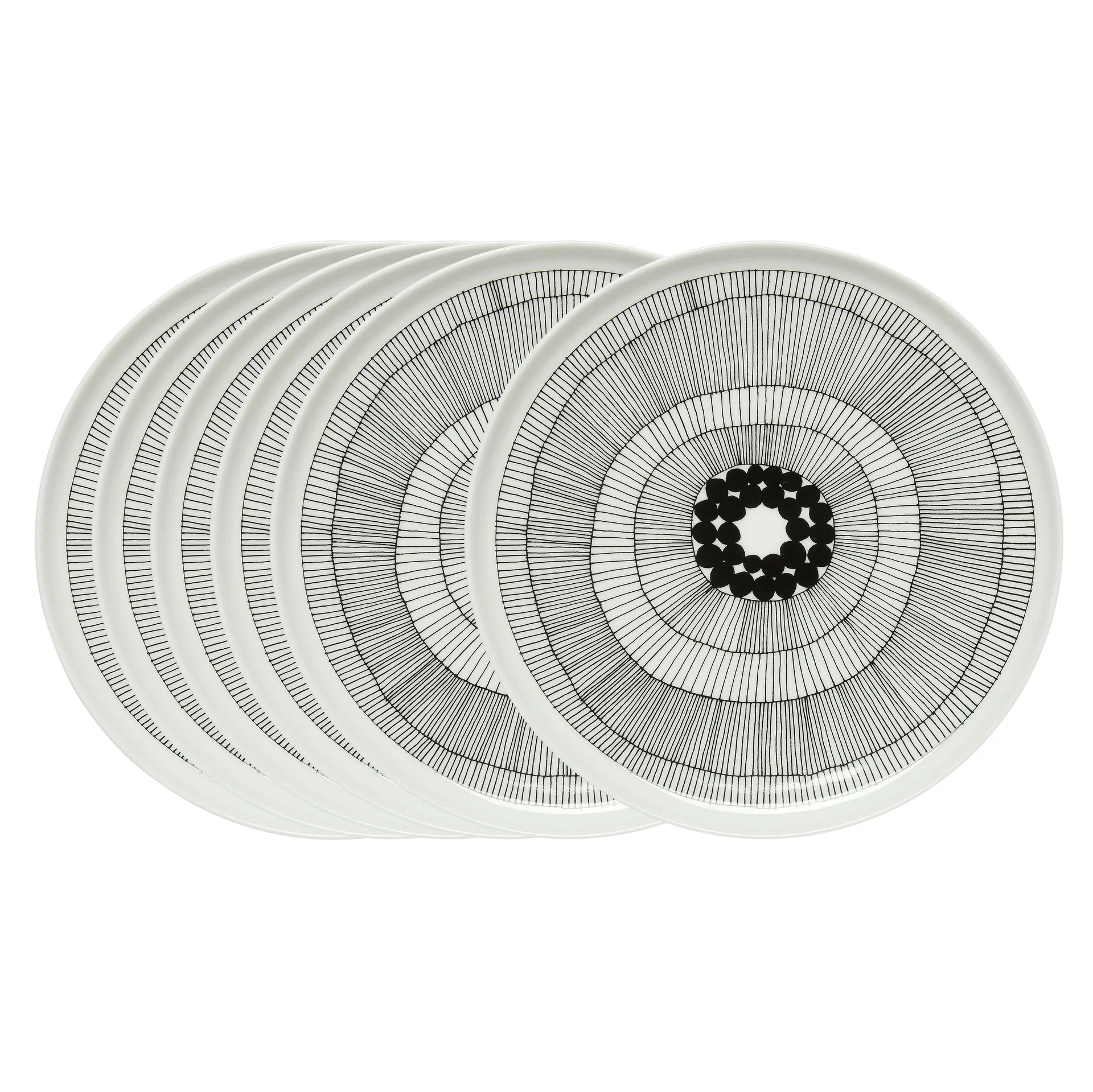 6 Platos Siirtolapuutarha Ø25 cm negro-blanco,  Marimekko