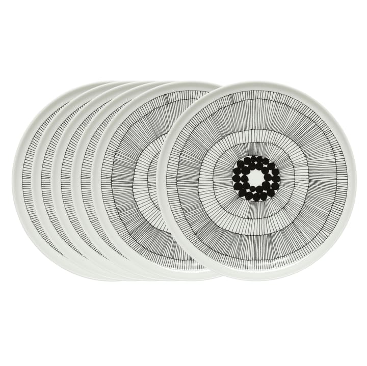 6 Platos Siirtolapuutarha Ø25 cm negro-blanco - undefined - Marimekko