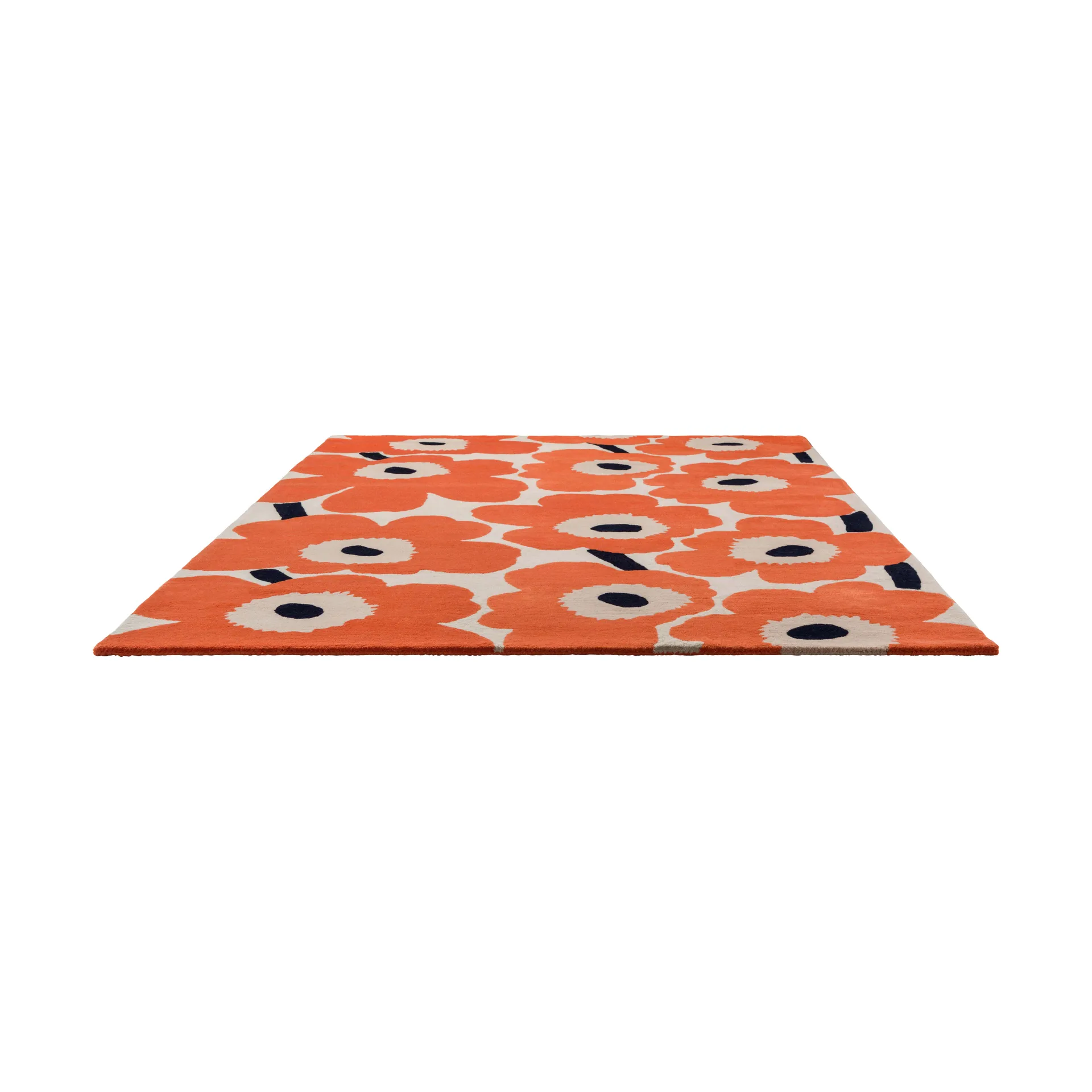 Alfombra de lana Unikko, Orange Red, 140x200 cm Marimekko