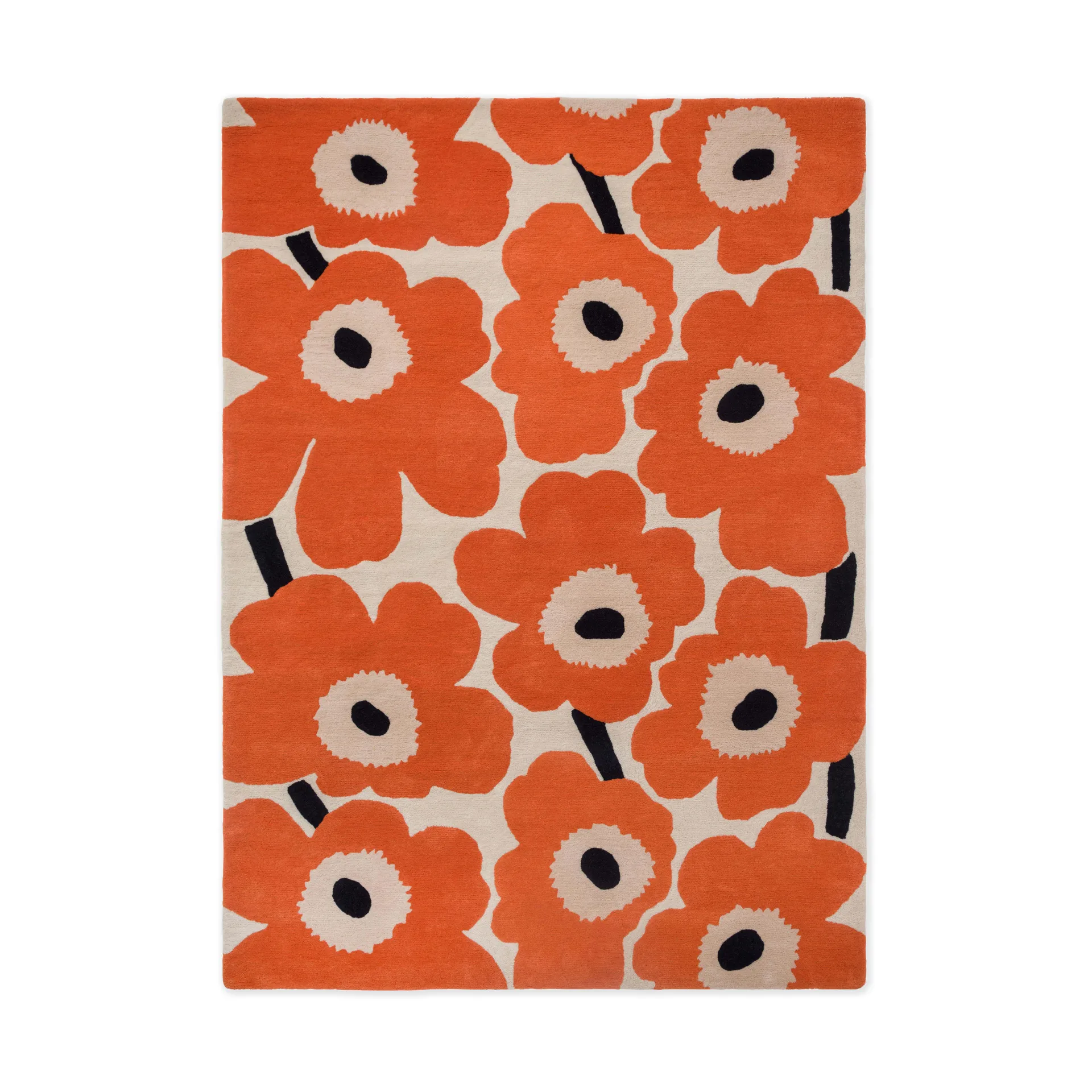 Alfombra de lana Unikko, Orange Red, 250x350 cm Marimekko