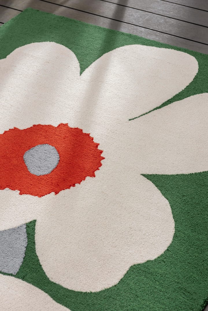 Alfombra de plástico tejida Unikko 60 aniversario, 160x230 cm Marimekko